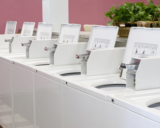 Coined laundry machines in a laundry mat